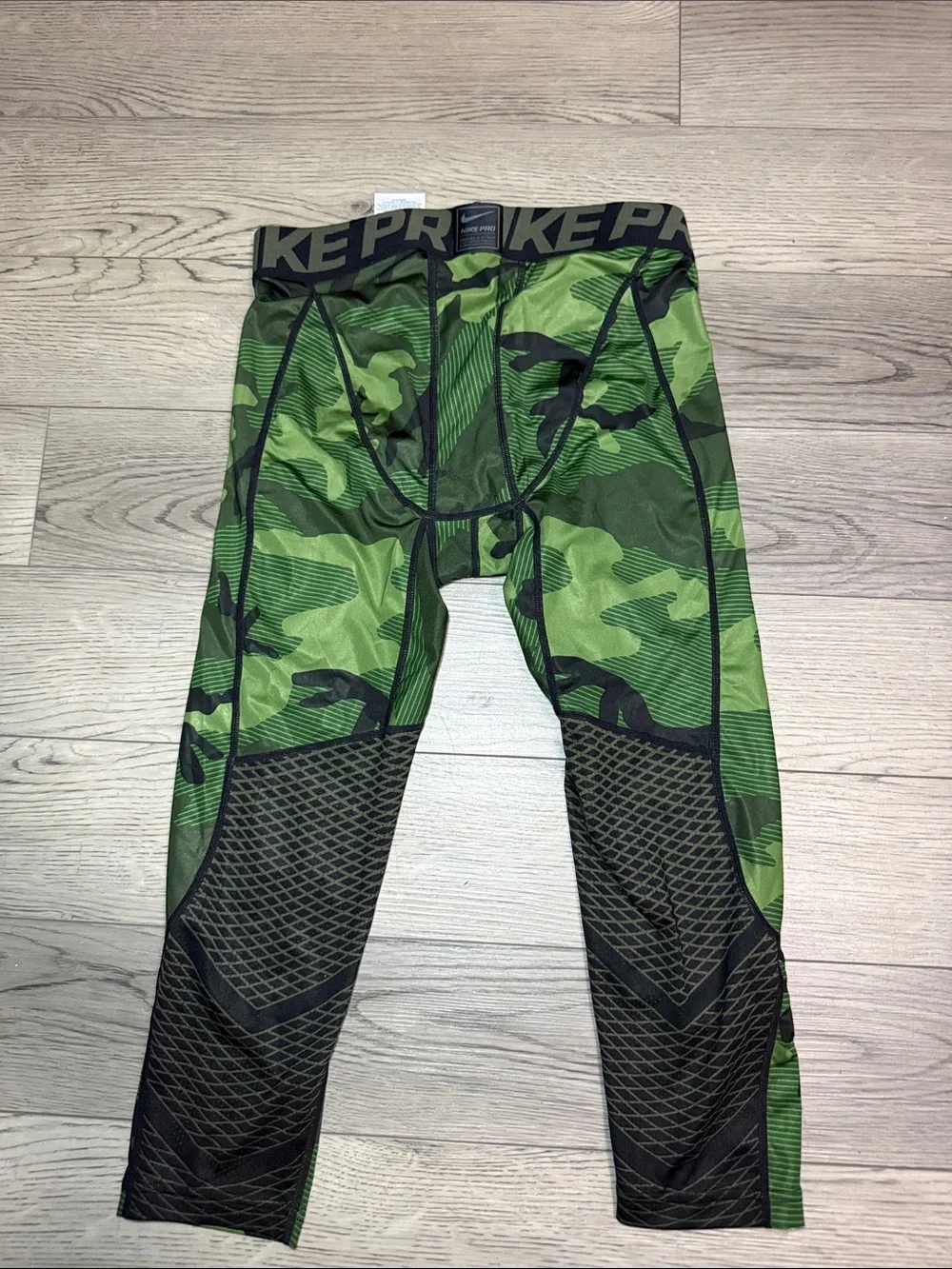 Nike Pro Camouflage Compression Tights Green Black Men's Size Medium